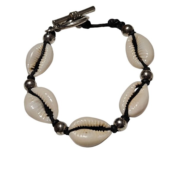 Boho Cowrie Shell Silver Bead Bracelet Beach Core Surfer Fashion Jewelry Women - Picture 1 of 5